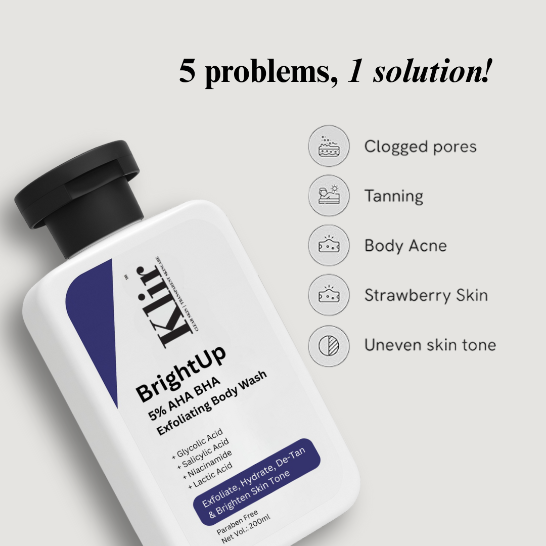 Klir BrighUp 5% AHA BHA Exfoliating Body Wash for acne, pigmentation & tan removal - 200ml