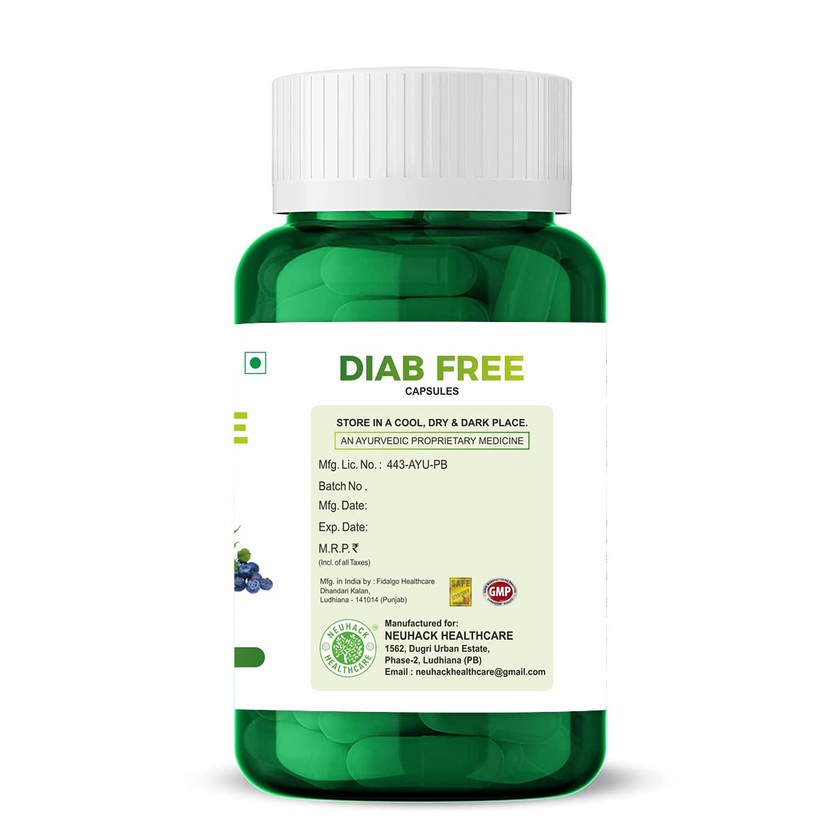 Neuhack Diab Free Herbal Capsule Supplements – 60 veg caps
