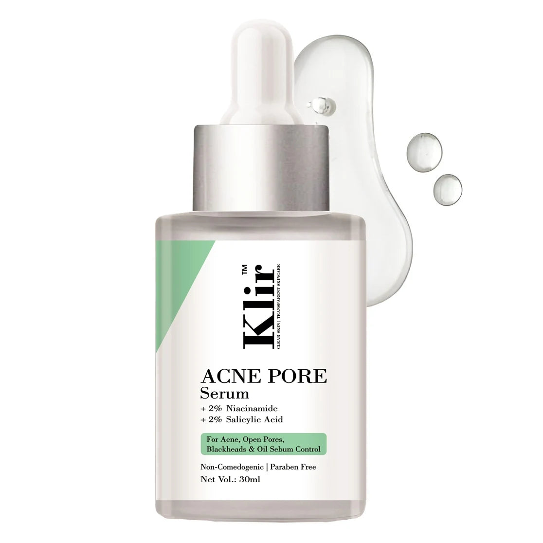 KLIR Acne Pore Serum with 2% Salicylic Acid & 2% Niacinamide – Controls Oil, Clears Pores & Fights Acne | 30ml