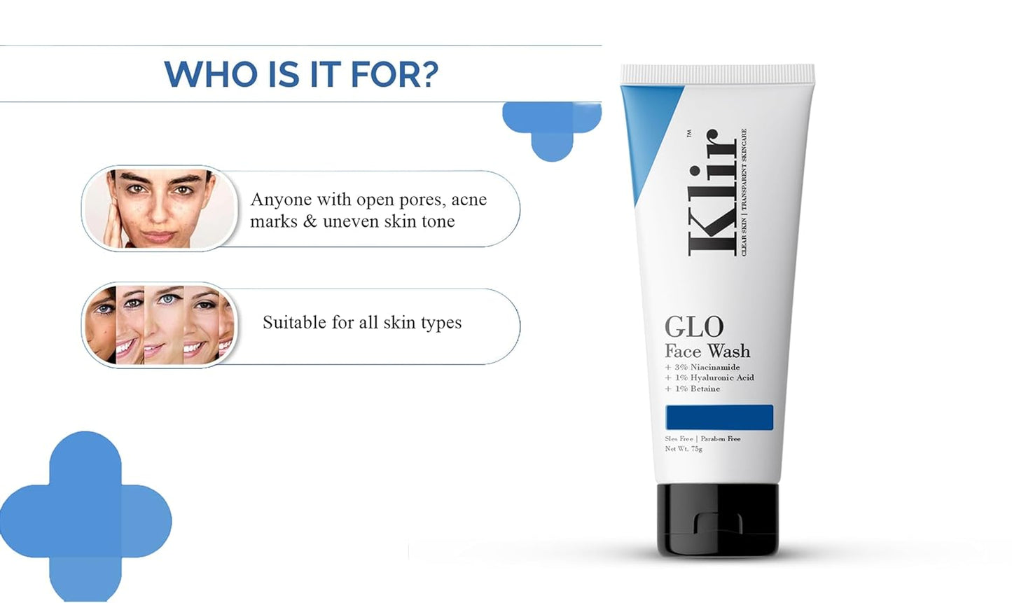 KLIR Hyaluronic Niacinamide Combo – Face Wash & Moisturizer | 75ml Each