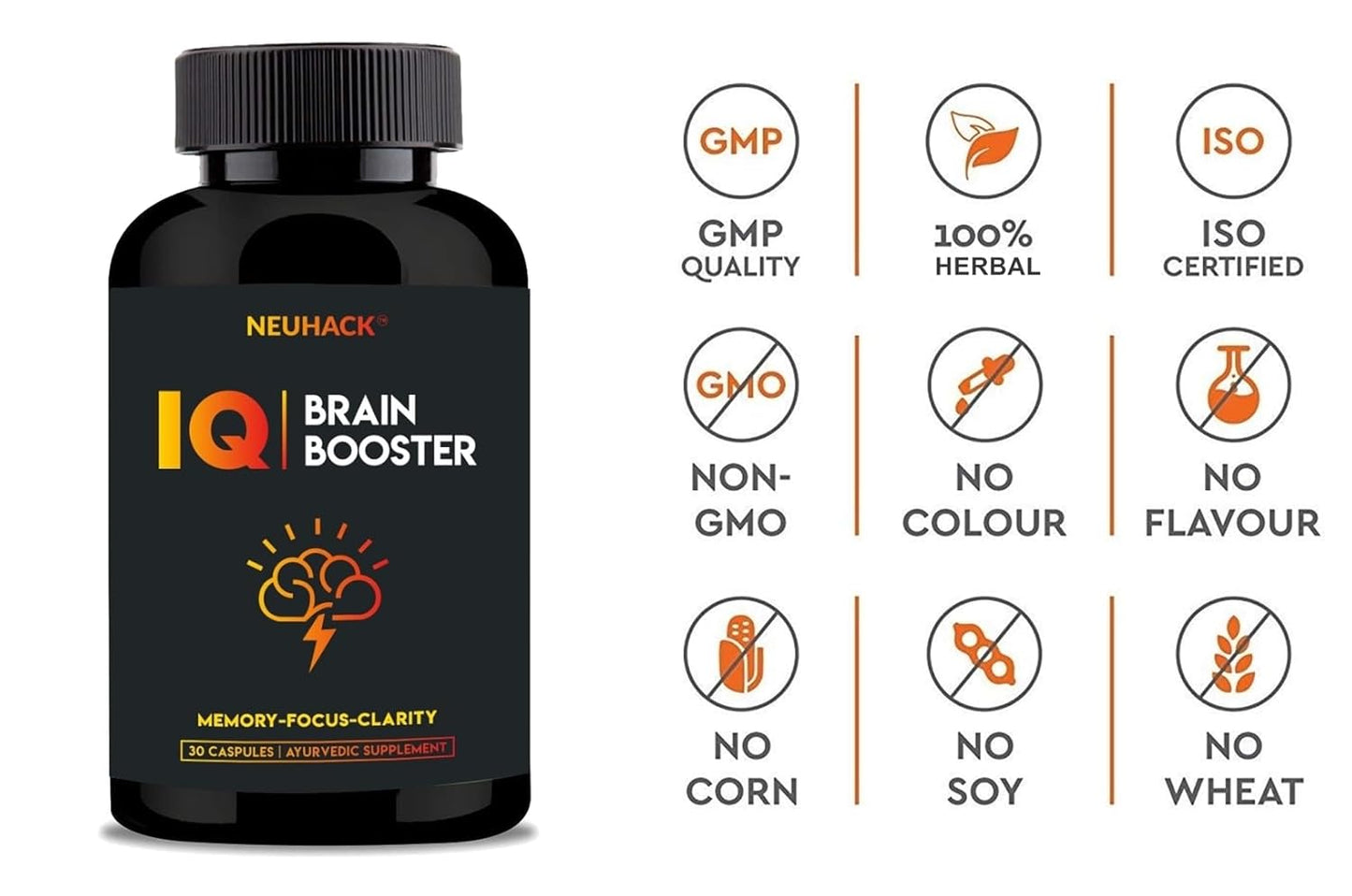 Neuhack IQ Herbal Memory & Focus Support Capsules – 30 Caps