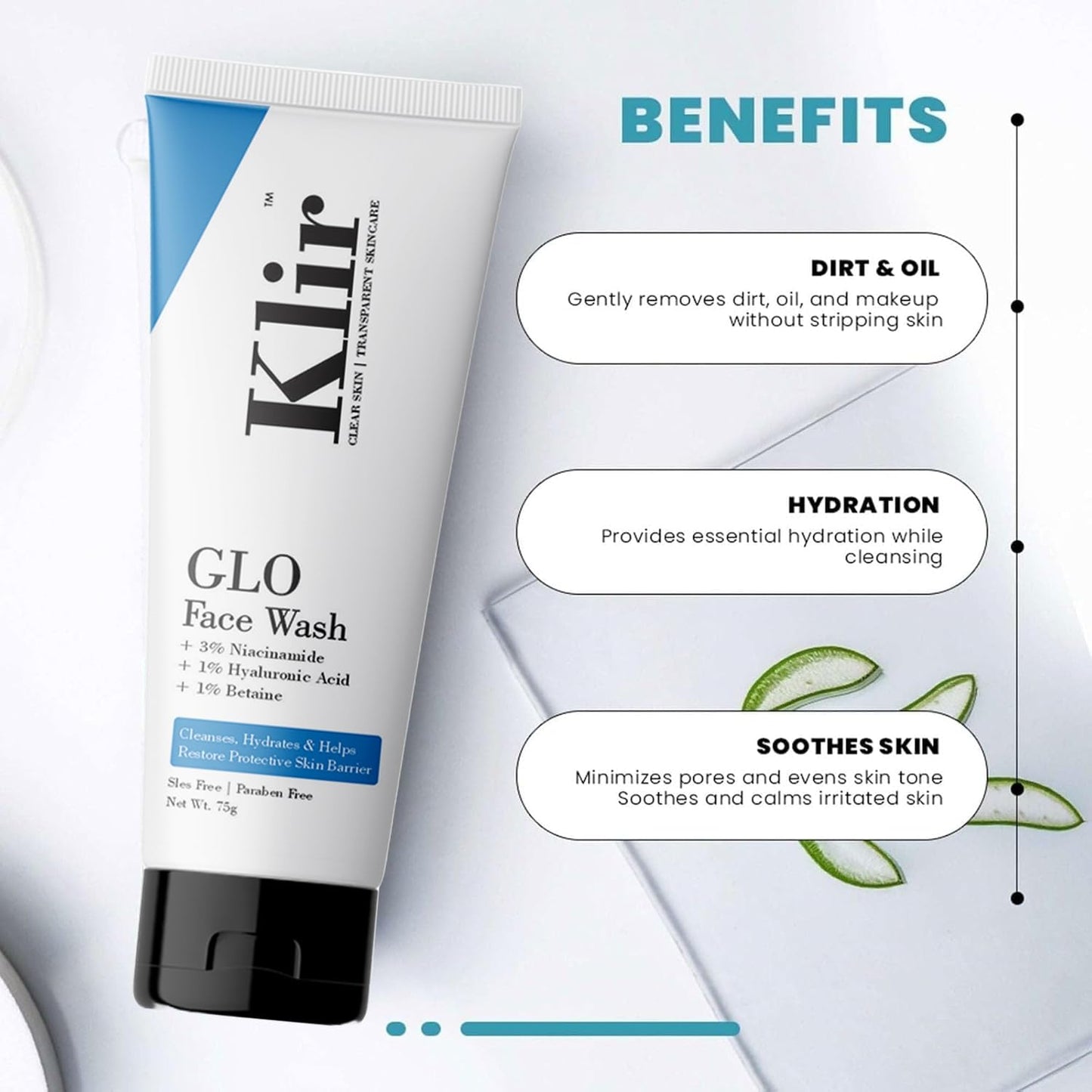 KLIR Face Wash & Sunscreen Duo | Hydrating Cleanser + SPF 50 PA++++ (75ml x 2)
