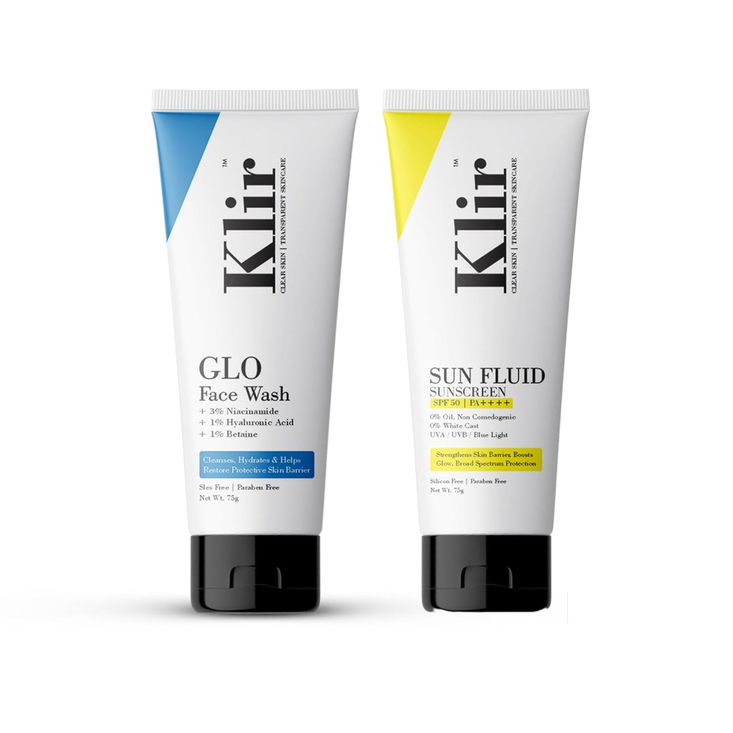 KLIR Face Wash & Sunscreen Duo | Hydrating Cleanser + SPF 50 PA++++ (75ml x 2)