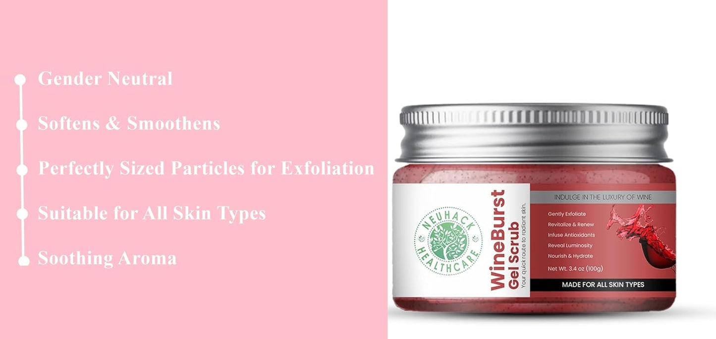 Neuhack Wine Face Scrub – Gentle Exfoliation, Tan Removal & Glowing Skin – 50g