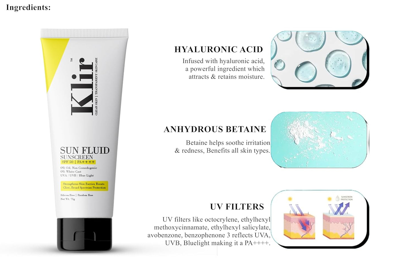 KLIR Face Wash & Sunscreen Duo | Hydrating Cleanser + SPF 50 PA++++ (75ml x 2)