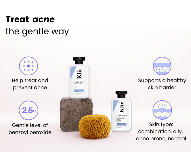 KLIR Acne Wash for Face & Body with Honey & Turmeric – Deep Cleansing, Odor, Acne reduction | 200ml