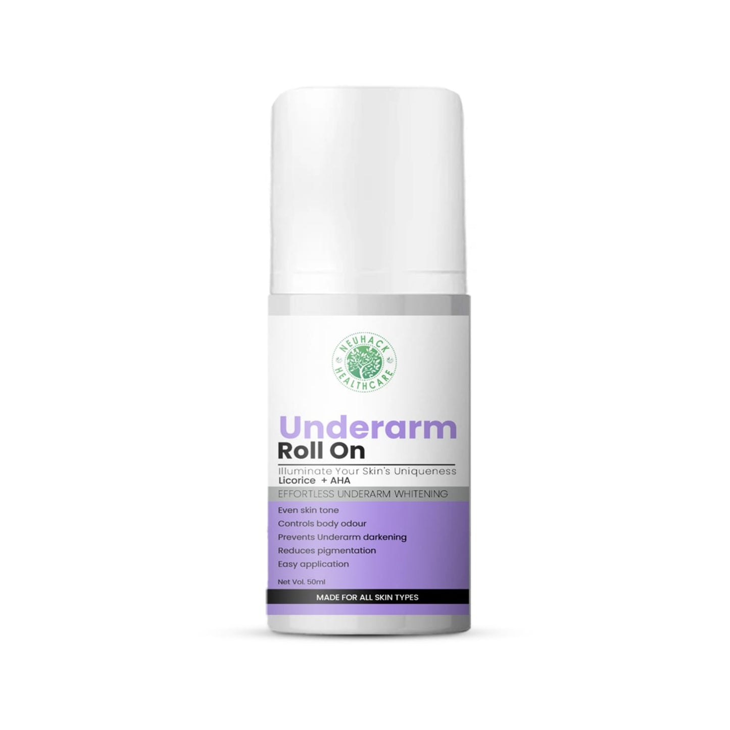 Neuhack Underarm Roll-on with 4% AHA & Licorice – 50g | Gentle Underarm Care