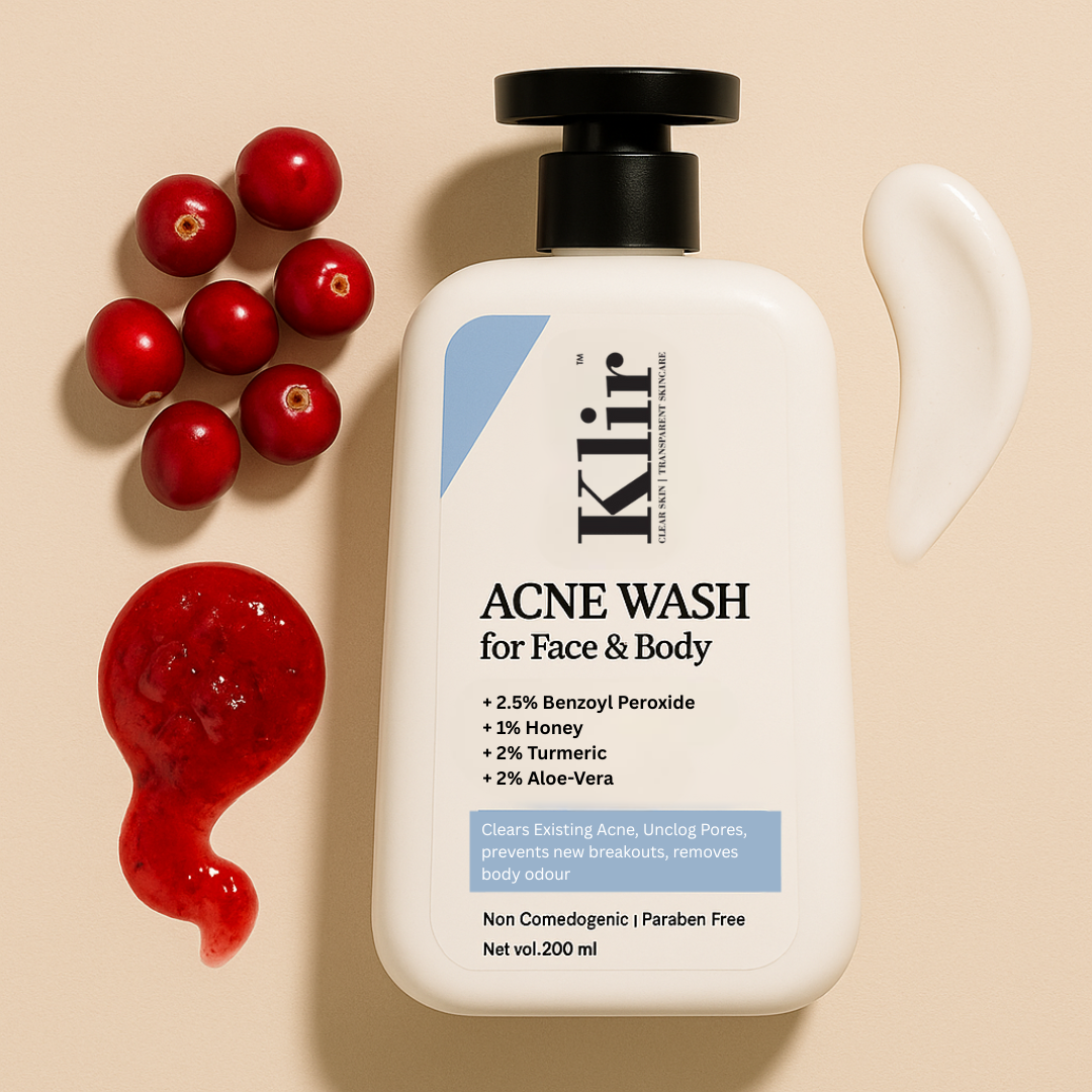 KLIR Acne Wash for Face & Body with Honey & Turmeric – Deep Cleansing, Odor, Acne reduction | 200ml