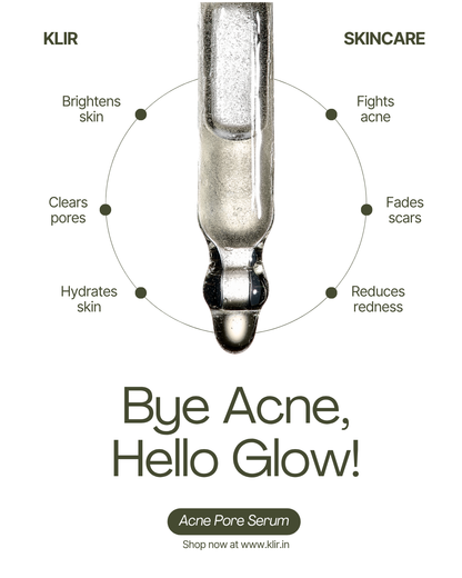 KLIR Acne Pore Serum – 2% Salicylic Acid + 2% Niacinamide + Zinc PCA for Acne, Pores & Oil Control – 30ml