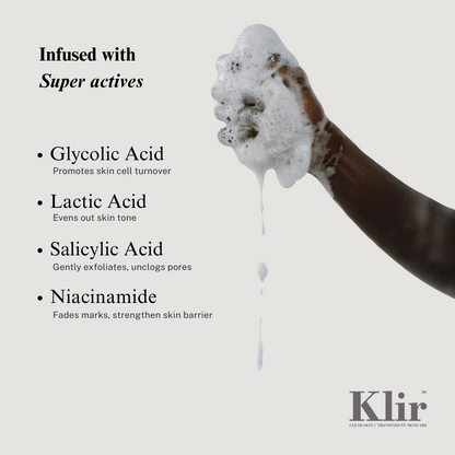 Klir BrighUp 5% AHA BHA Exfoliating Body Wash for acne, pigmentation & tan removal - 200ml