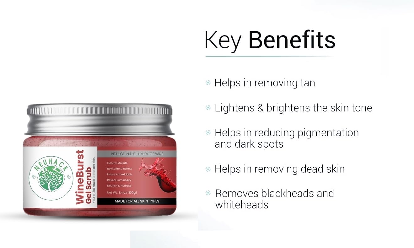 Neuhack Wine Face Scrub for Even Skin Tone & Glowing Skin – 50g