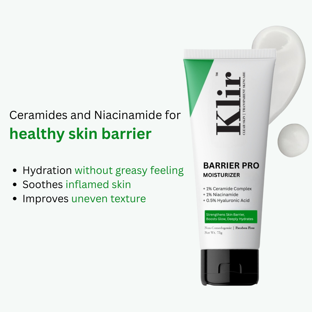 KLIR Barrier Pro Ceramide Moisturizer – Ceramides, Niacinamide & Hyaluronic Acid for All skin types | 75gm