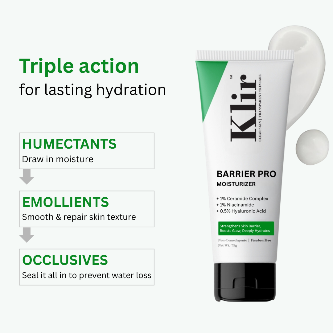 KLIR Barrier Pro Ceramide Moisturizer – Ceramides, Niacinamide & Hyaluronic Acid for All skin types | 75gm