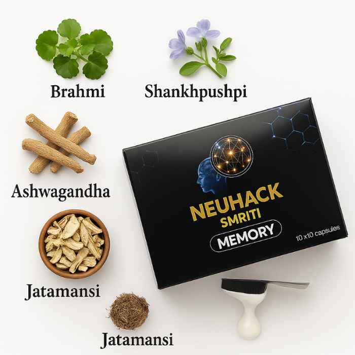 Neuhack Smriti Memory Booster Nootropics ayurvedic capsules - 100 caps