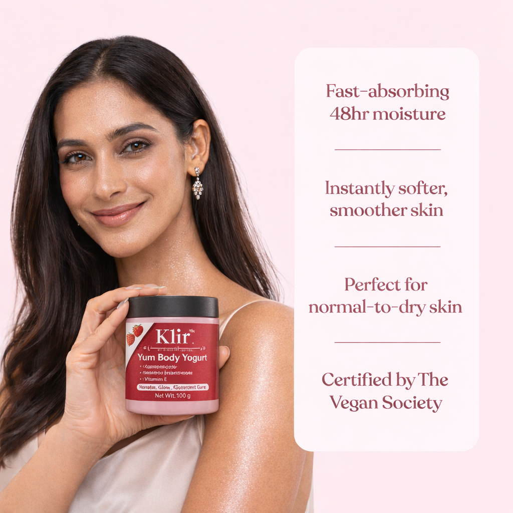 Klir Yum Body Yogurt with Aquaxyl, Hyaluronic Acid & Probiotics for Hydration & Glow (100g)