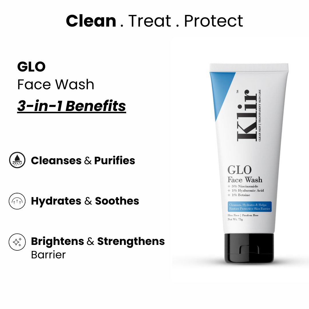 KLIR Glo Face Wash – Hydrating Cleanser with Niacinamide & Hyaluronic Acid (75g)