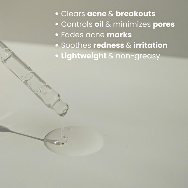 KLIR Acne Pore Serum with 2% Salicylic Acid & 2% Niacinamide  – Controls Oil, Clears Pores & Fights Acne | 30ml