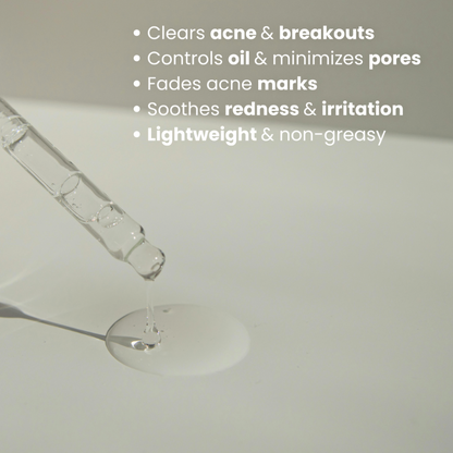 KLIR Acne Pore Serum with 2% Salicylic Acid & 2% Niacinamide  – Controls Oil, Clears Pores & Fights Acne | 30ml