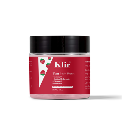 Klir Yum Body Yogurt with Aquaxyl, Hyaluronic Acid & Probiotics for Hydration & Glow (100g)