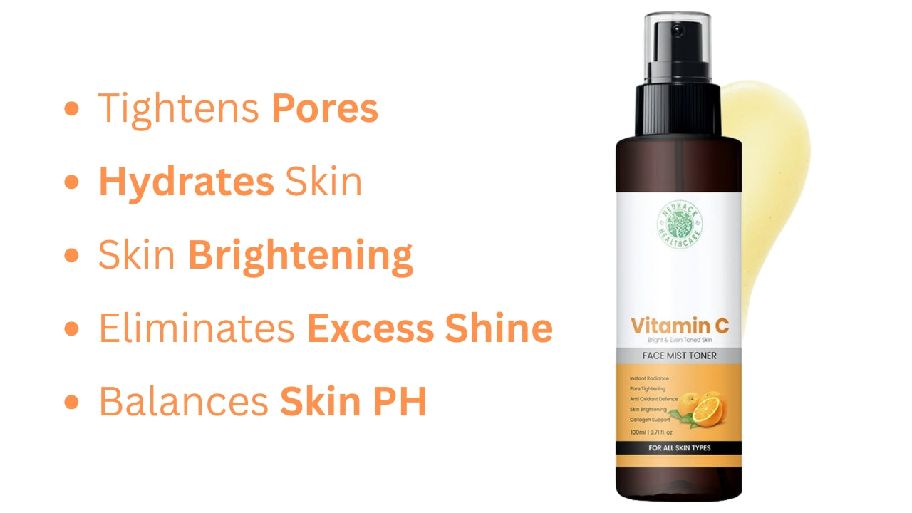 Neuhack Vitamin C Face Mist Toner – Brightening & Hydrating Spray with Lemon Peel & Mulberry Extract – 100ml